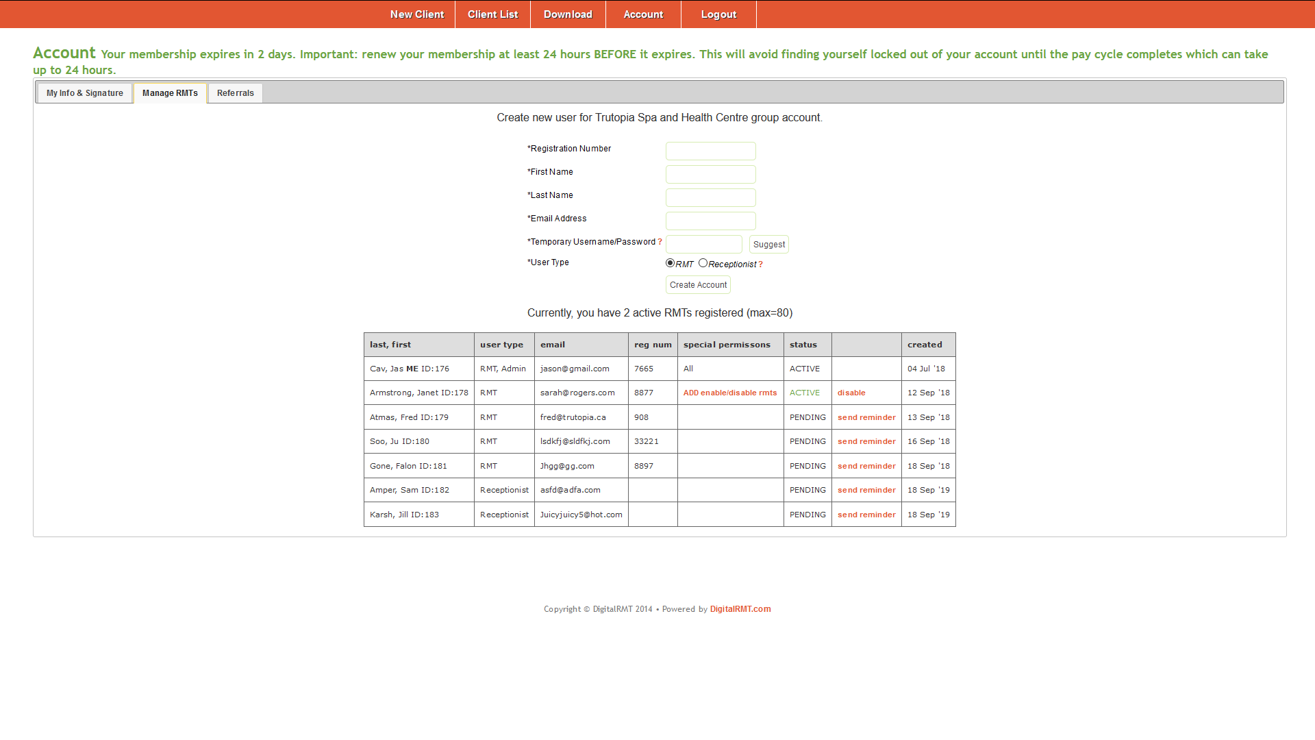 Manage RMTs